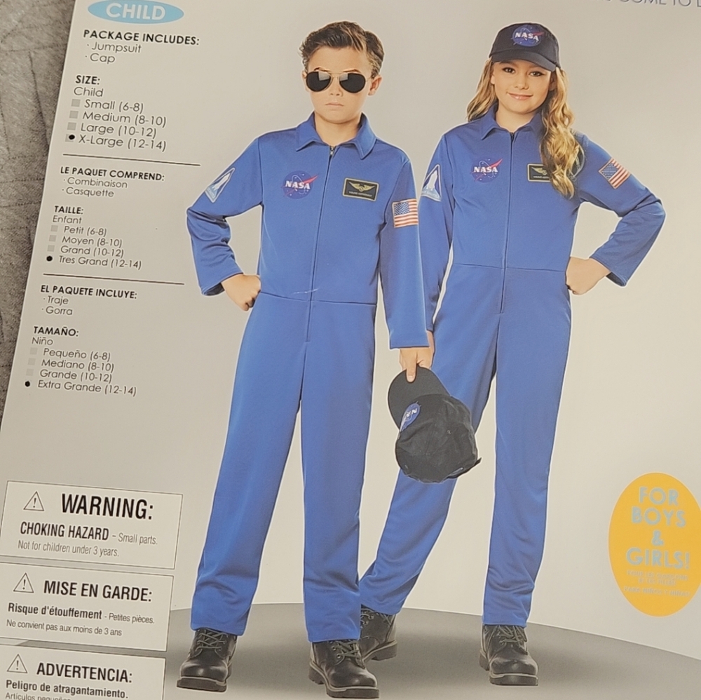 NEW Nasa Jumpsuit Costume sz. XL (12-14) for boys and girls
